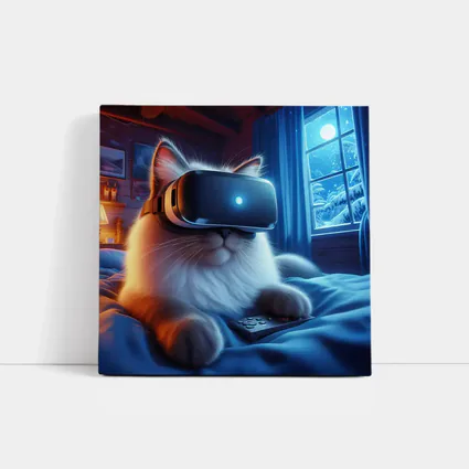 Fluffy Cat VR Headset Cozy Winter Night