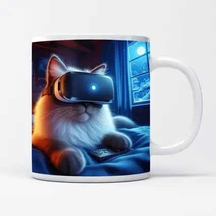 Fluffy Cat VR Headset Cozy Winter Night