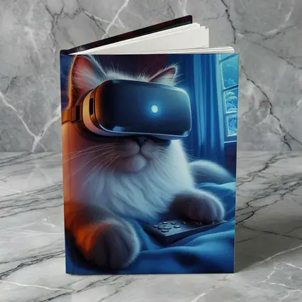 Fluffy Cat VR Headset Cozy Winter Night
