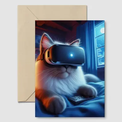 Fluffy Cat VR Headset Cozy Winter Night