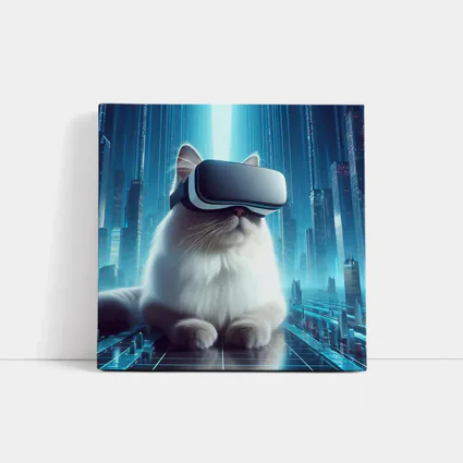White Cat VR Headset Futuristic City