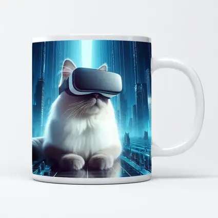 White Cat VR Headset Futuristic City