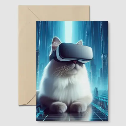 White Cat VR Headset Futuristic City