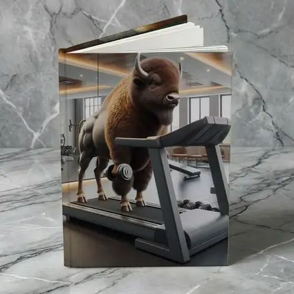 Bison Lifting Weights on Gym Treadmill