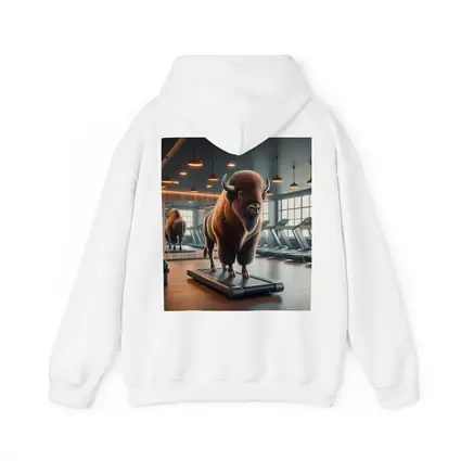 Bison Buffalo Working Out On Gym Treadmill