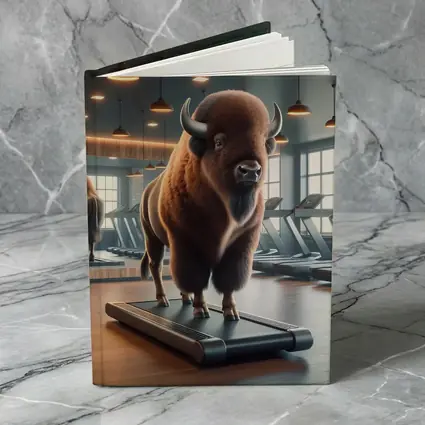 Bison Buffalo Working Out On Gym Treadmill
