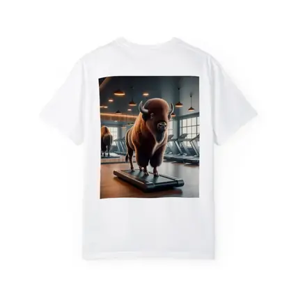 Bison Buffalo Working Out On Gym Treadmill