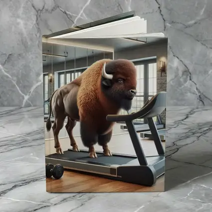 Bison On Treadmill In Modern Gym