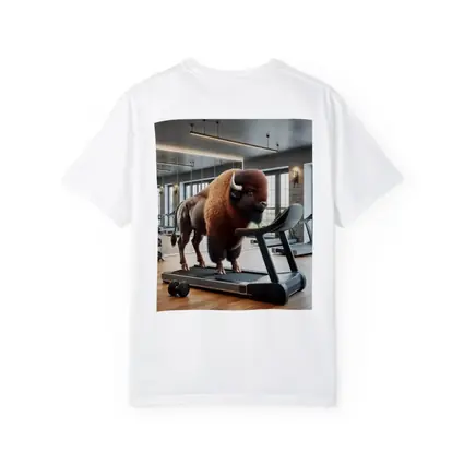 Bison On Treadmill In Modern Gym