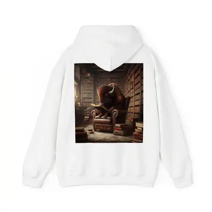 Bison Reading Book In Library Chair