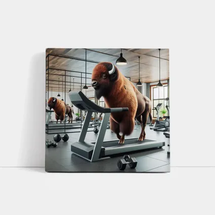 Bison Running on Treadmill in Gym