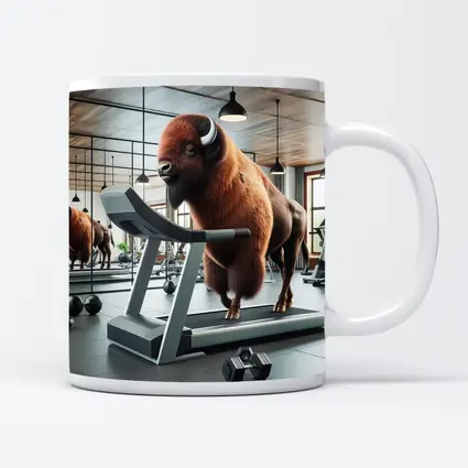 Bison Running on Treadmill in Gym