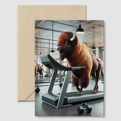 Bison Running on Treadmill in Gym