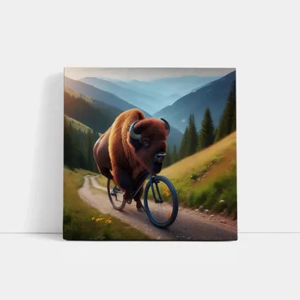 Bison Riding Bicycle Mountain Valley Trail