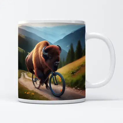 Bison Riding Bicycle Mountain Valley Trail