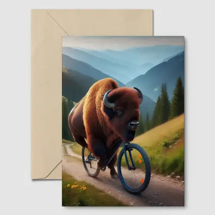 Bison Riding Bicycle Mountain Valley Trail