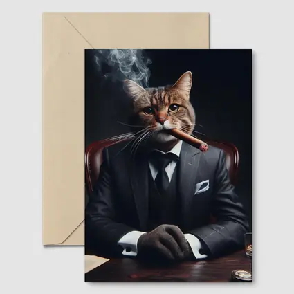 Boss Cat Suit Cigar Dark Office