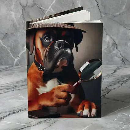 Boxer Dog Detective With Magnifying Glass