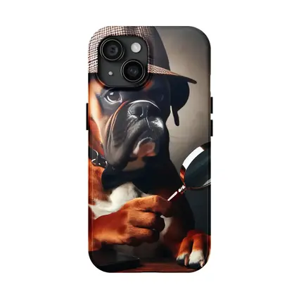 Boxer Dog Detective With Magnifying Glass