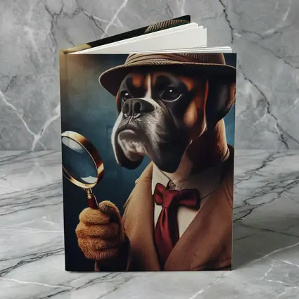 Boxer Dog Detective With Magnifying Glass