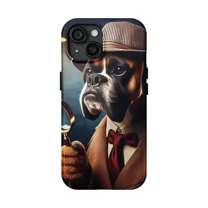 Boxer Dog Detective With Magnifying Glass