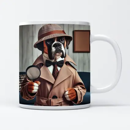 Boxer Dog Detective Magnifying Glass Indoor