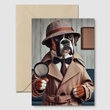 Boxer Dog Detective Magnifying Glass Indoor