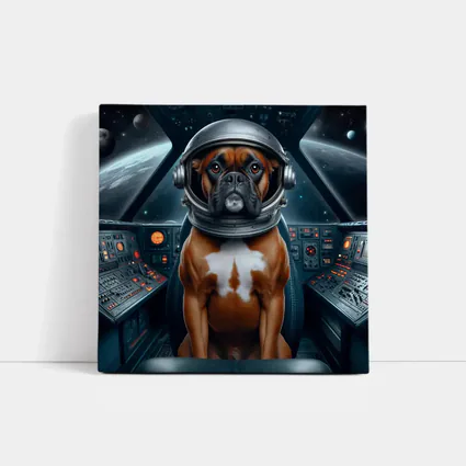 Boxer Dog Astronaut Space Cockpit Art