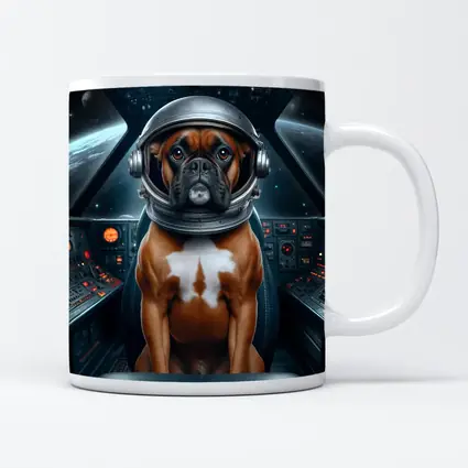 Boxer Dog Astronaut Space Cockpit Art