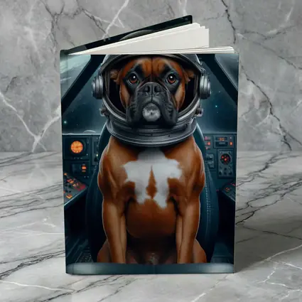 Boxer Dog Astronaut Space Cockpit Art