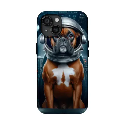 Boxer Dog Astronaut Space Cockpit Art
