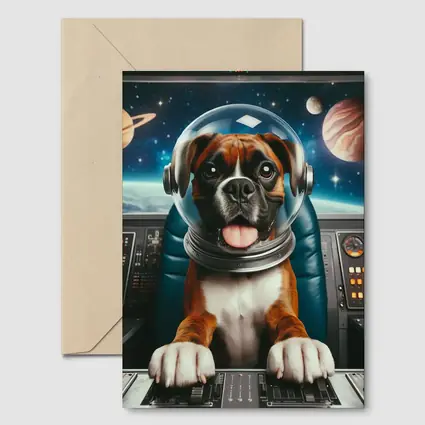 Boxer Dog Astronaut Space Cockpit