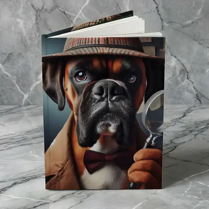 Boxer Dog Detective With Magnifying Glass