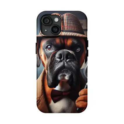 Boxer Dog Detective With Magnifying Glass