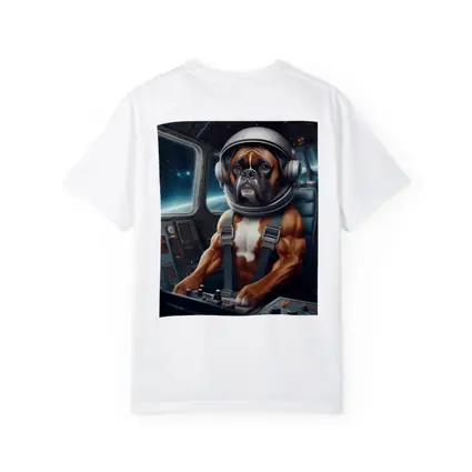 Boxer Dog Astronaut Piloting Space Cockpit