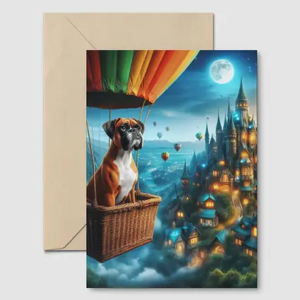 Boxer Dog Hot Air Balloon Fantasy Castle