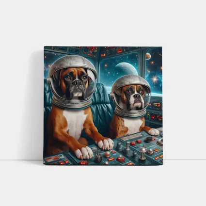 Boxer Dogs Astronauts Space Cockpit