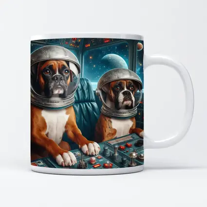Boxer Dogs Astronauts Space Cockpit