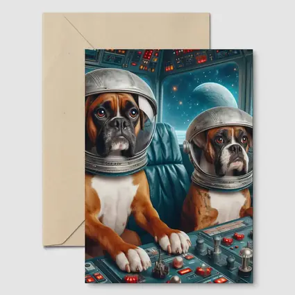 Boxer Dogs Astronauts Space Cockpit