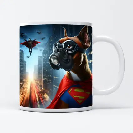 Boxer Dog Superhero Cape City Night