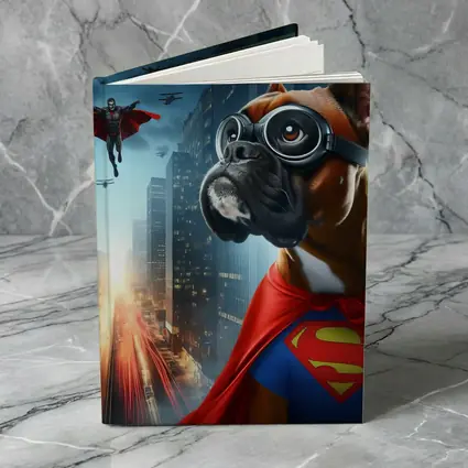 Boxer Dog Superhero Cape City Night