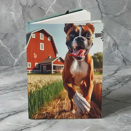 Boxer Dog Running Through Farm Wheat Field
