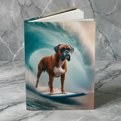 Boxer Dog Surfing Giant Ocean Wave