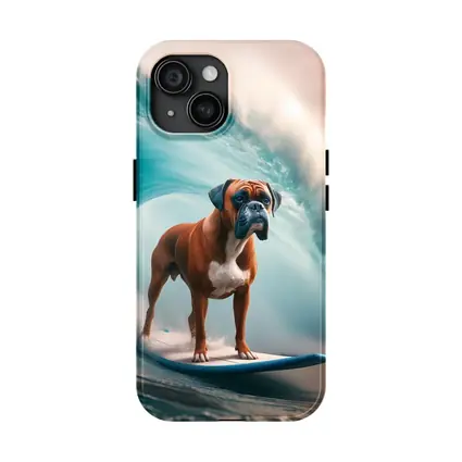 Boxer Dog Surfing Giant Ocean Wave