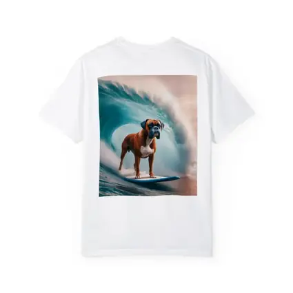 Boxer Dog Surfing Giant Ocean Wave