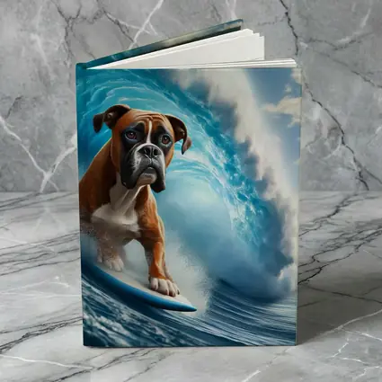 Boxer Dog Surfing Ocean Wave