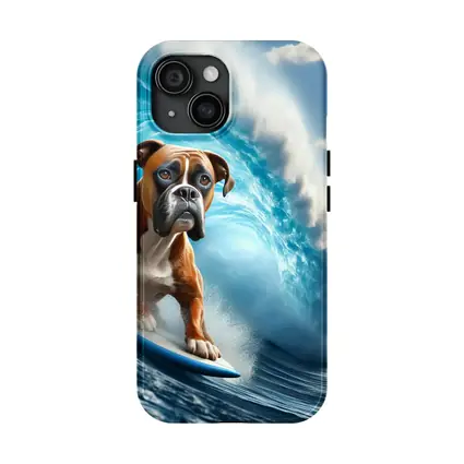 Boxer Dog Surfing Ocean Wave