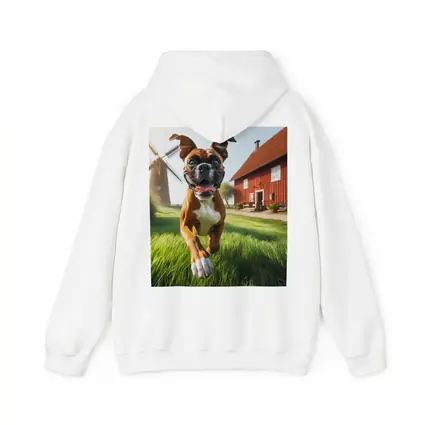 Boxer Dog Running On Green Farm Grass