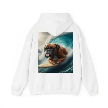 Boxer Dog Surfing Giant Ocean Wave