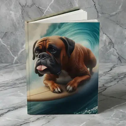 Boxer Dog Surfing Giant Ocean Wave